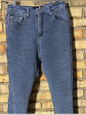 GUAPI Skinny Jeans Slim Blue Wavy Pattern Men